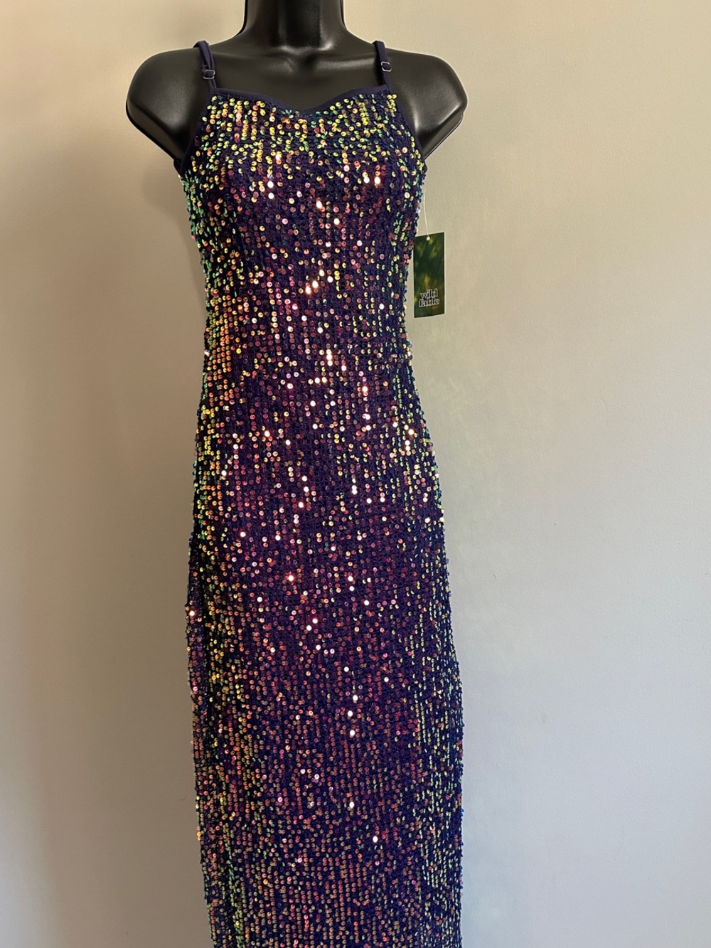 Wild Fable NWT Iridescent Navy Sequin Maxi Dress